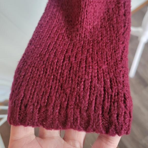 Wooden Ships Believe Christmas Sweater Holiday Acrylic Mohair Wool Burgundy XS - Picture 3 of 9